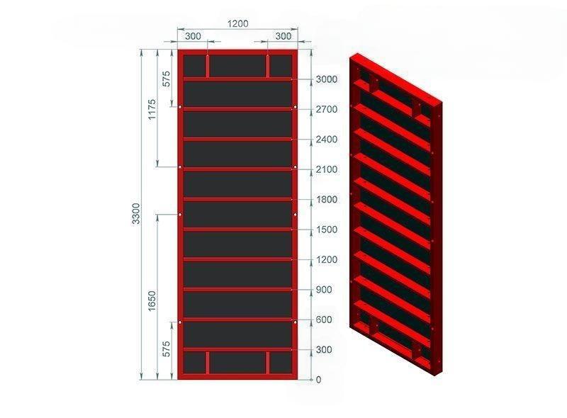 Щит линейный стальной 1,20x3,30 опалубочной системы PSK-DELTA